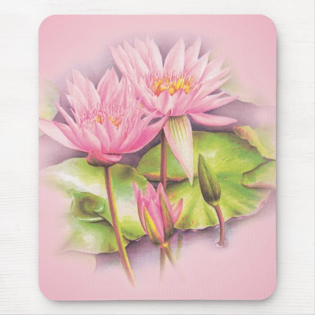 Wasserlililie Rosa Mäuseklee Mousepad (Vorne)
