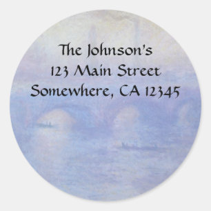 Wasserloo-Brücke, Nebeleffekt von Claude Monet Runder Aufkleber