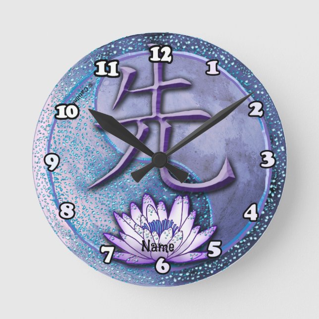 Wasserlotus-Lehrer-Rund-Uhr Runde Wanduhr (Vorderseite)