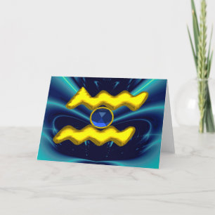 WASSERMANN Blauer Saphir & Gold Sternzeichen Gebur Karte