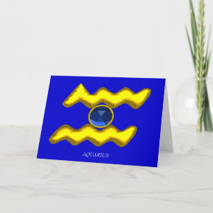 WASSERMANN Blauer Saphir & Gold Sternzeichen Gebur Karte
