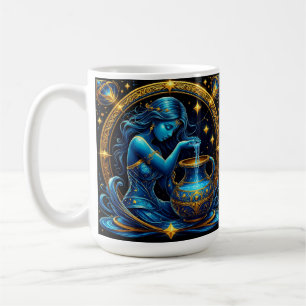♒ Wassermann Cosmic Glow 🌌 Schöner Tierkreiszeich Kaffeetasse