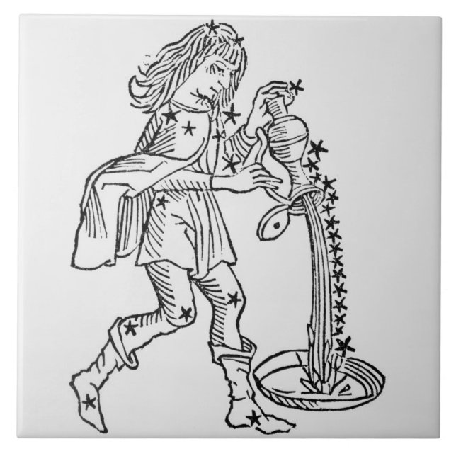 Wassermann (der Wasserträger) eine Illustration Fliese (Vorderseite)