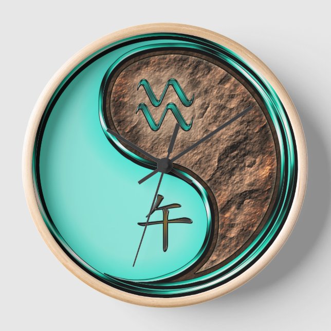 Wassermann & Erde Pferd Uhr (Vorderseite)