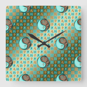 Wassermann & Erde Ratte Quadratische Wanduhr
