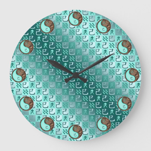 Wassermann & Erde Schlange Große Wanduhr (Vorderseite)