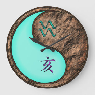 Wassermann & Erde-Schwein Große Wanduhr