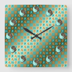 Wassermann & Erdratte Quadratische Wanduhr