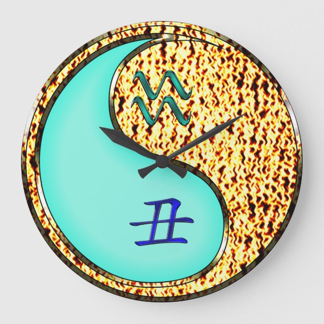 Wassermann & Feuer-Ochse Große Wanduhr (Vorderseite)