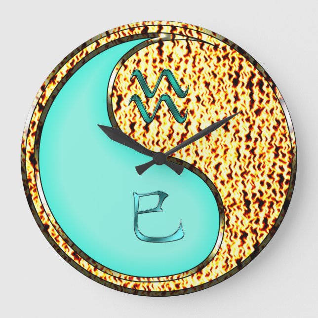 Wassermann & Feuer-Schlange Große Wanduhr (Vorderseite)