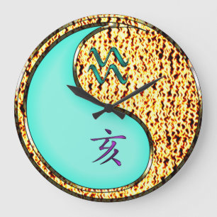 Wassermann & Feuer-Schwein Große Wanduhr