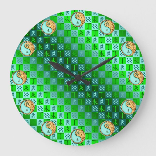 Wassermann & Feuer Ziege Große Wanduhr (Vorderseite)