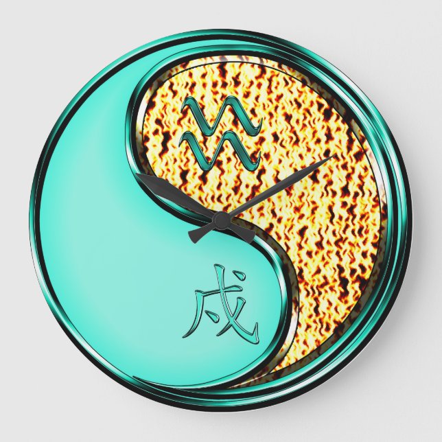 Wassermann & Feuerhund Große Wanduhr (Vorderseite)