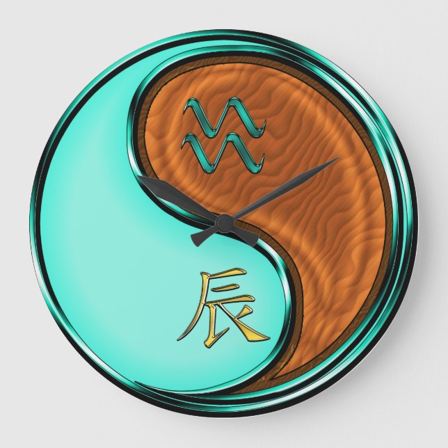 Wassermann & Holz-Drache Große Wanduhr (Vorderseite)