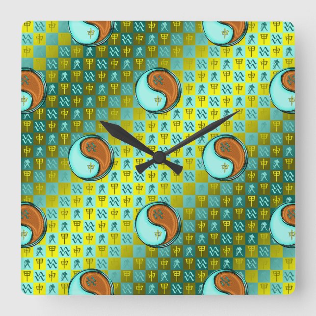 Wassermann & Holzaffe Quadratische Wanduhr (Vorderseite)