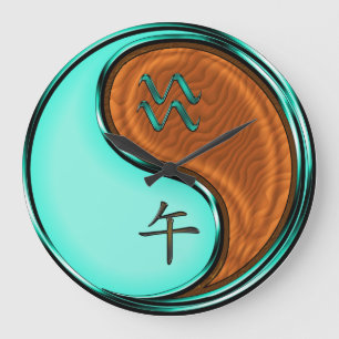 Wassermann & Holzpferd Große Wanduhr