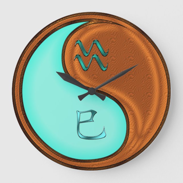 Wassermann & Holzschlange Große Wanduhr (Vorderseite)
