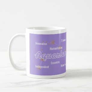 Wassermann Lila Blau Aquarell Astrologie Sternzeic Kaffeetasse