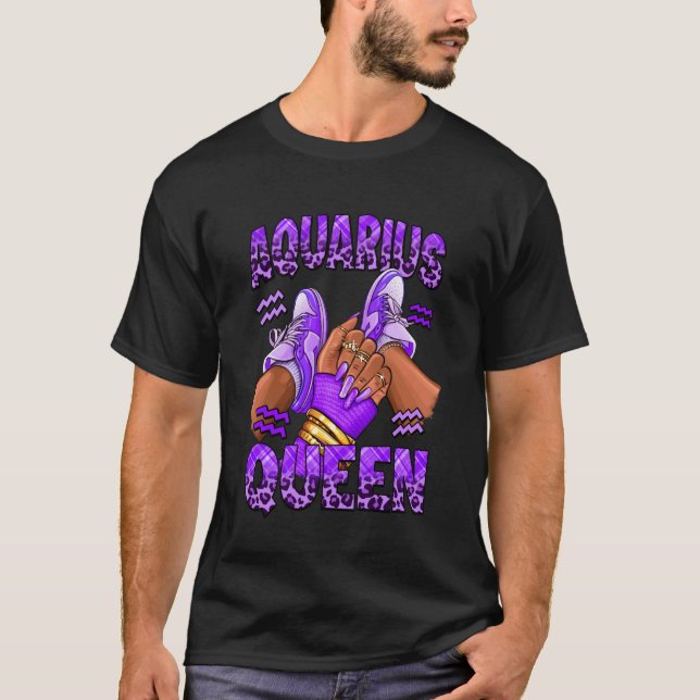 Wassermann Mädchen Sternzeichen Geburtstag Afro Kö T-Shirt (Vorderseite)