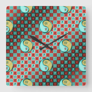 Wassermann & Metall-Tiger Quadratische Wanduhr