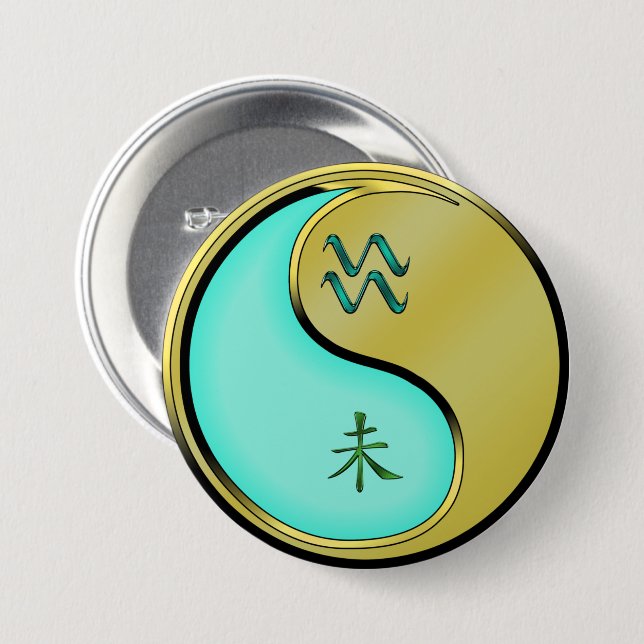 Wassermann & Metall Ziege Button (Vorne & Hinten)