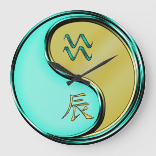Wassermann & Metalldrache Große Wanduhr