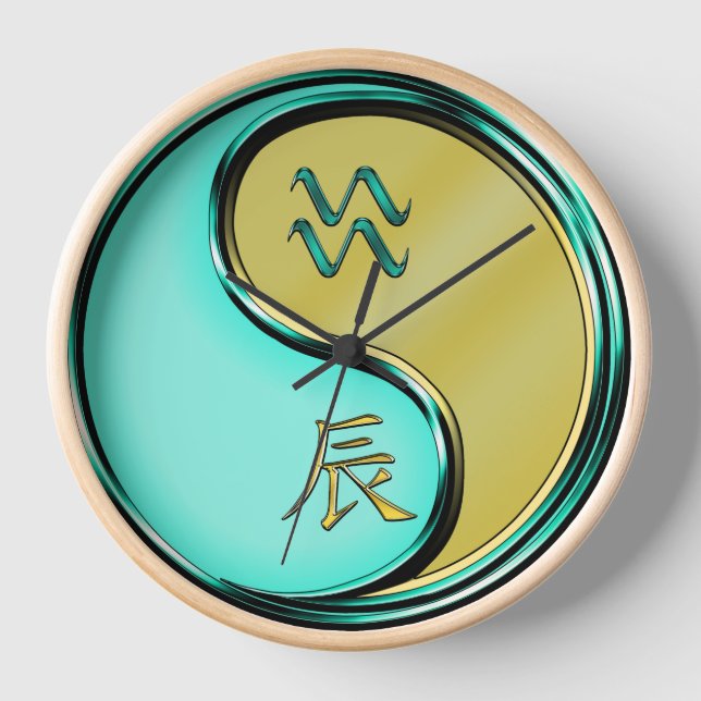 Wassermann & Metalldrache Uhr (Vorderseite)