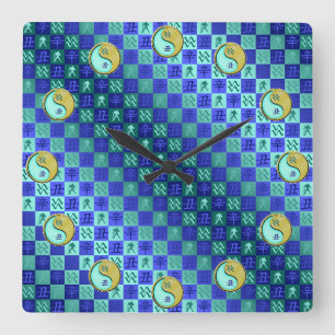 Wassermann & Metallener Ochse Quadratische Wanduhr