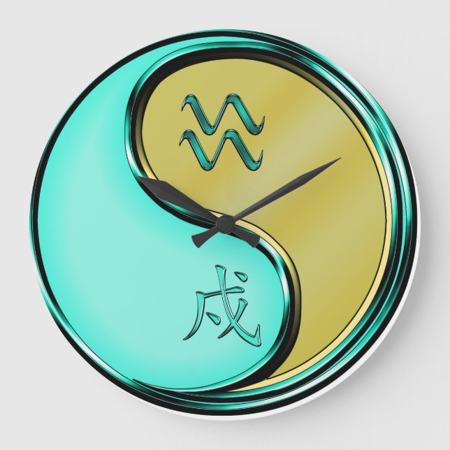 Wassermann & Metallhund Große Wanduhr (Vorderseite)