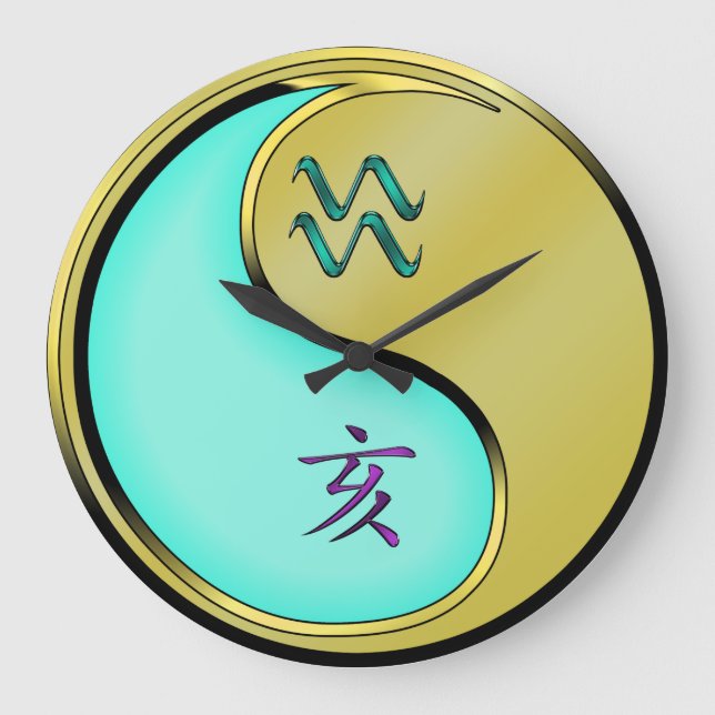 Wassermann & Metallschwein Große Wanduhr (Vorderseite)