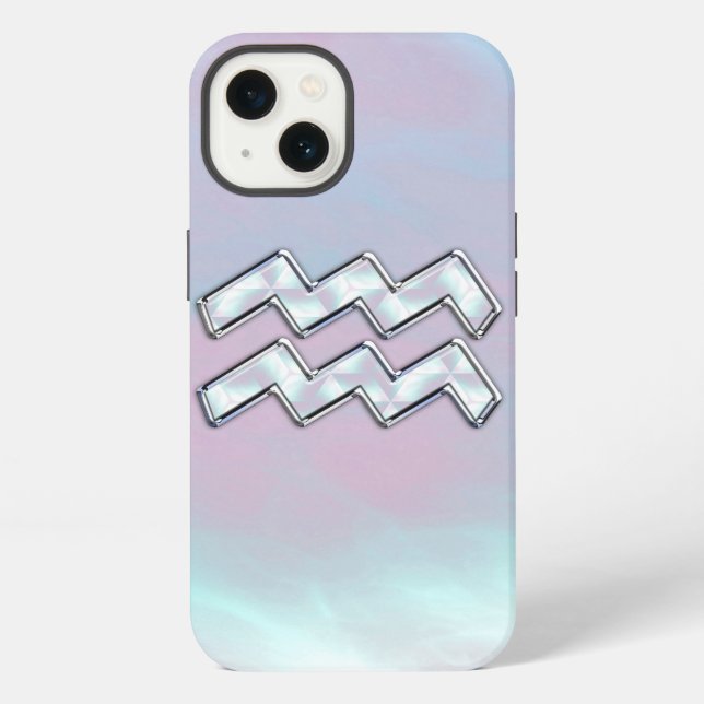 Wassermann-Sternzeichen auf Mutter-der-Perle-Stil iPhone Hülle (Rückseite)