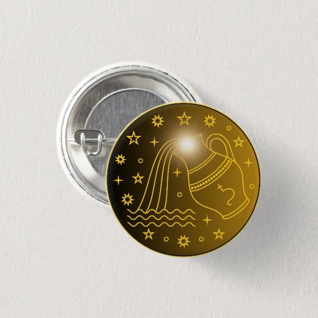 Wassermann-Sternzeichen-Emblem | Minimales Himmels Button (Vorne & Hinten)