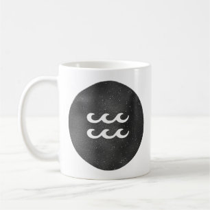 Wassermann-Sternzeichen Schwarz und Weiß Kaffeetasse