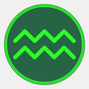 Wassermann-Sternzeichen-Symbol grüner Kontrast Runder Aufkleber