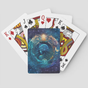 Wassermann-Sternzeichen Wasserfarben-Design Spielkarten