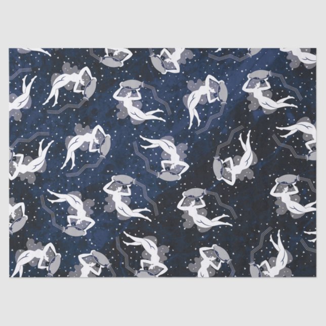 Wassermann-Tierkreis-wasserführende kosmische Frau Seidenpapier (Vorderseite)