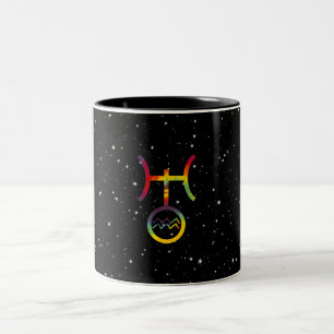 Wassermann Uranus Planetensymbol Stern Tie Dye Zweifarbige Tasse