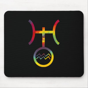 Wassermann Uranus Planetensymbol Tie Dye Mousepad