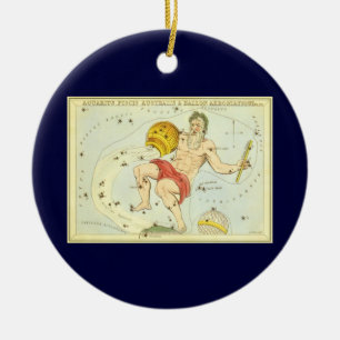 Wassermann, Vintage Konstellation, Urania's Spiege Keramik Ornament
