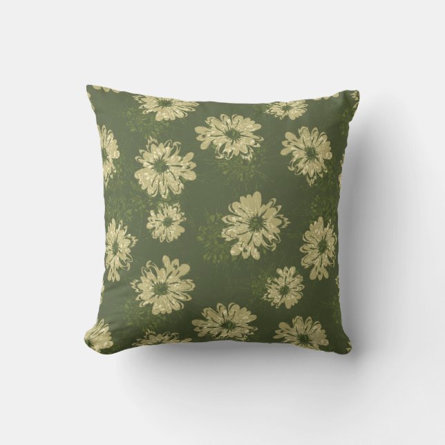 Wassermann-Vintager Blumen- und karierter Kissen (Vorderseite)