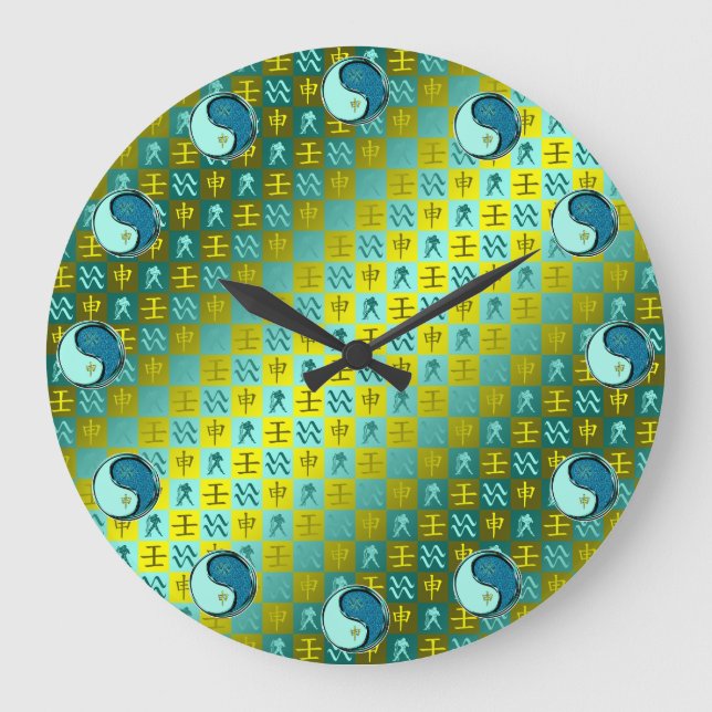 Wassermann & Wasser-Affe Große Wanduhr (Vorderseite)