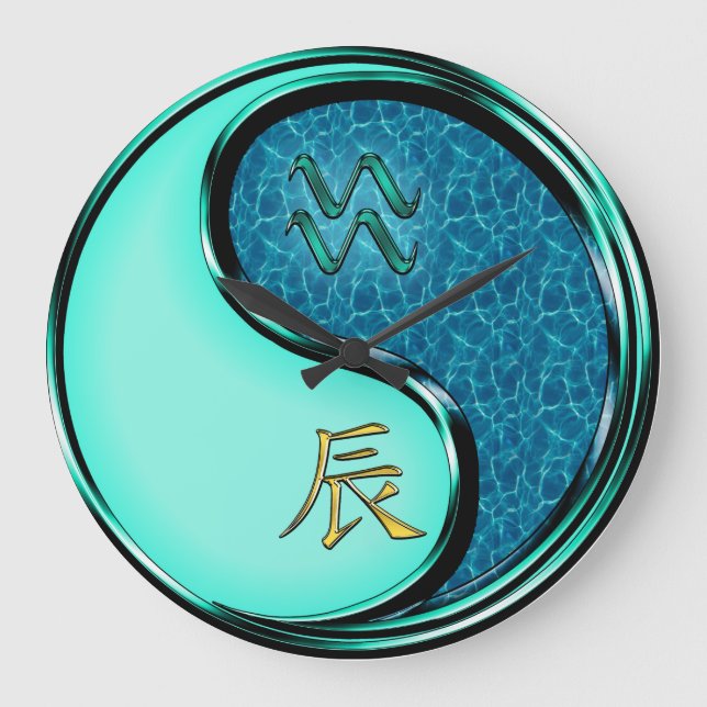 Wassermann & Wasser-Drache Große Wanduhr (Vorderseite)