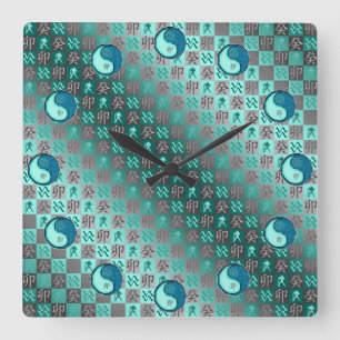 Wassermann & Wasser Kaninchen Quadratische Wanduhr