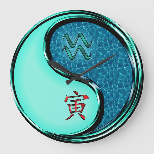 Wassermann & Wasser-Tiger Große Wanduhr (Vorderseite)