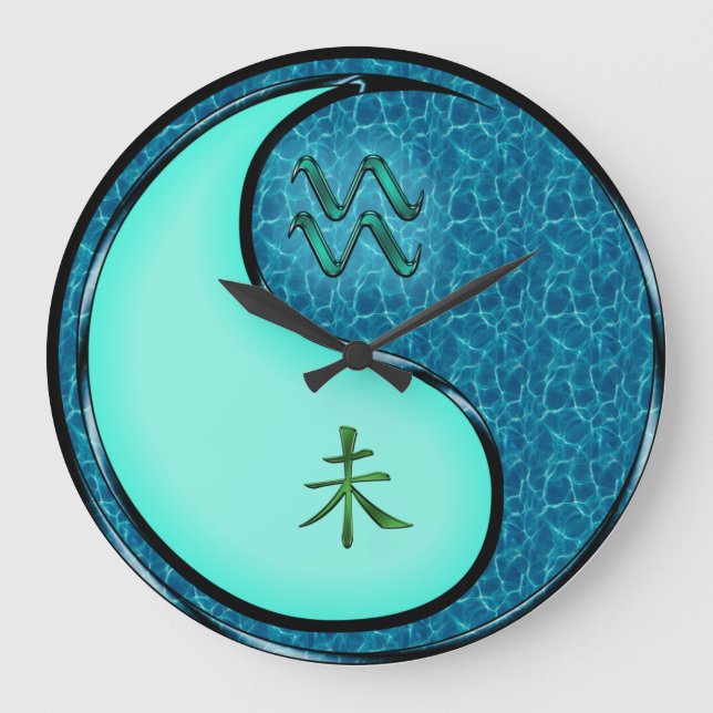 Wassermann & Wasser Ziege Große Wanduhr (Vorderseite)