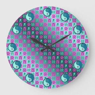 Wassermann & Wasserhahn Große Wanduhr