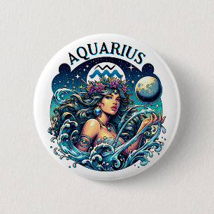 Wassermann Wassermann Schönes Astrologie-Weib Button