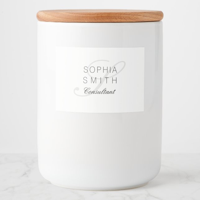 Wassermarket Minimalistisch Monogram Elegant Consu Lebensmitteletikett (Vorderseite)