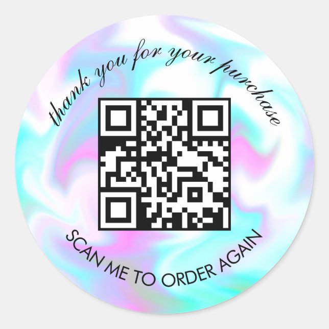 Wassermarmor Vielen Dank QR Code Boutique Business Runder Aufkleber (Vorderseite)