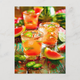 Wassermelon Chili Cocktail - Spicter Sommer Feiertagspostkarte